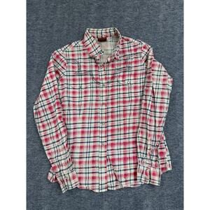 Life Style Red Plaid Women's Cowgirl Shirt Pearl Snap Embroidered Size Large